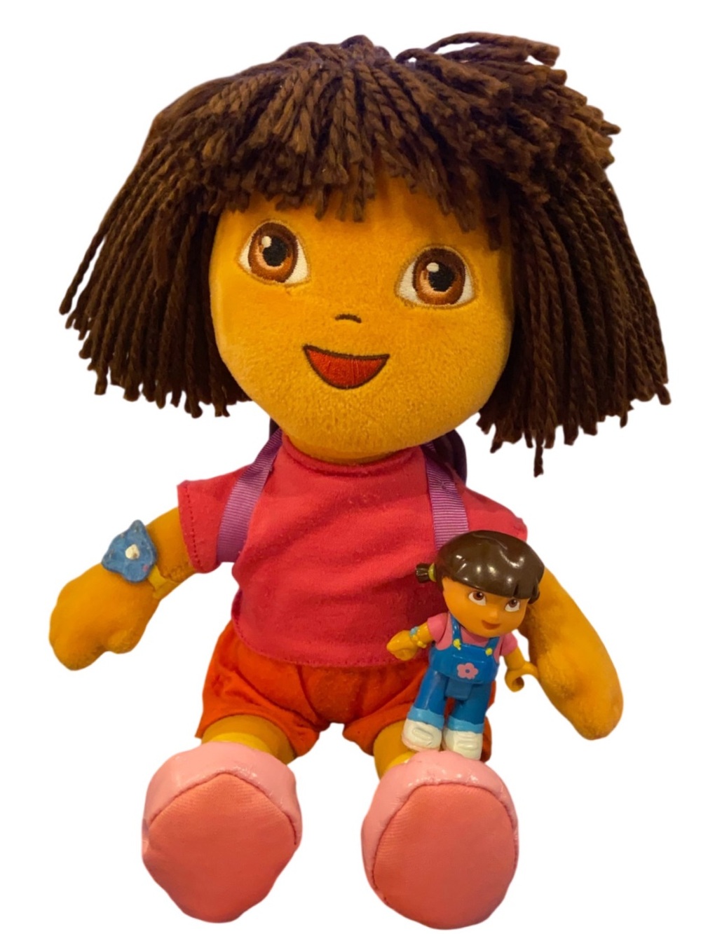 Ty 12” Beanie Buddies Dora the Explorer Doll Plush & Small 3” Dora Figure